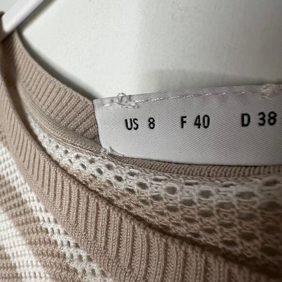 Akris Punto Tan Beige Cream Stripe Pullover Size 8 - Picture 5 of 8
